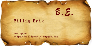 Billig Erik névjegykártya